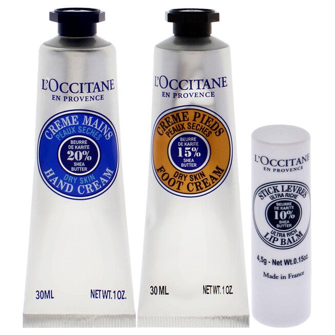 Shea Travel Must Haves Set by LOccitane for Unisex - 3 Pc 1oz Shea Dry Skin Hand Cream, 1oz Shea Dry Skin Foot Cream, 0.15oz Shea Butter Lip Balm, , alternate image number null