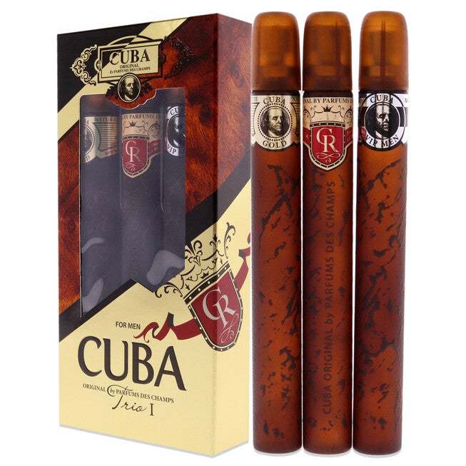 Cuba Trio 1 by Cuba for Men - 3 Pc Gift Set 1.17oz Cuba Gold EDT Spray, 1.17oz Cuba Royal EDT Spray, 1.17oz Cuba VIP EDT Spray, , alternate image number null