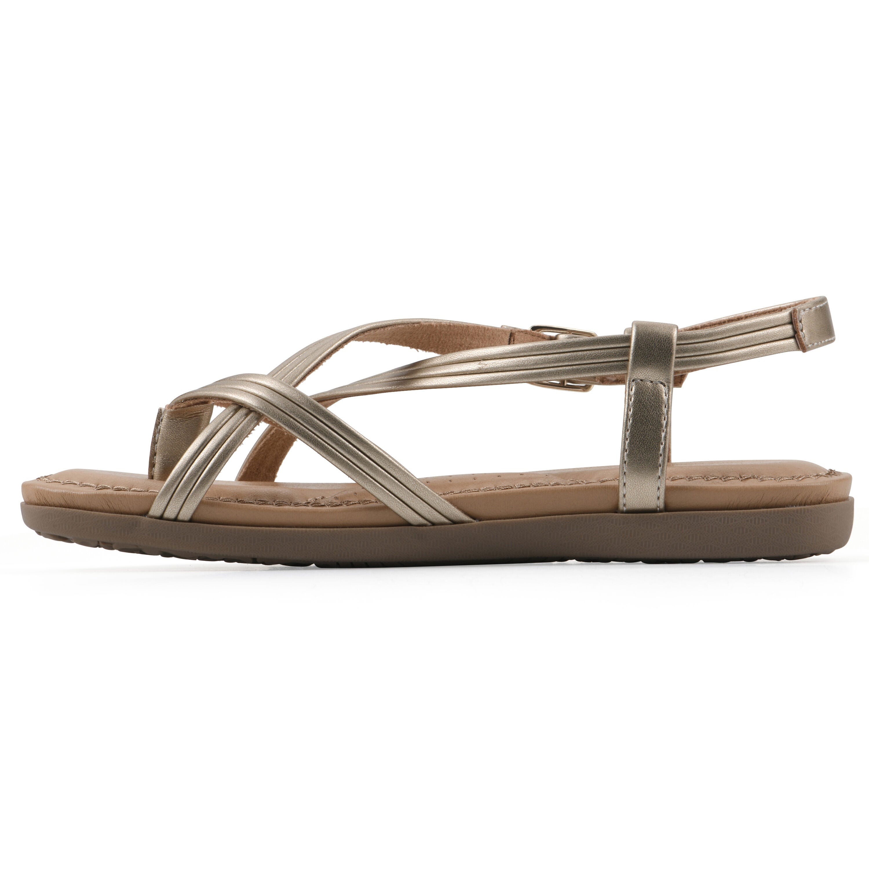 Frania Strappy Flat Sandal, GOLD SMOOTH, alternate image number 3