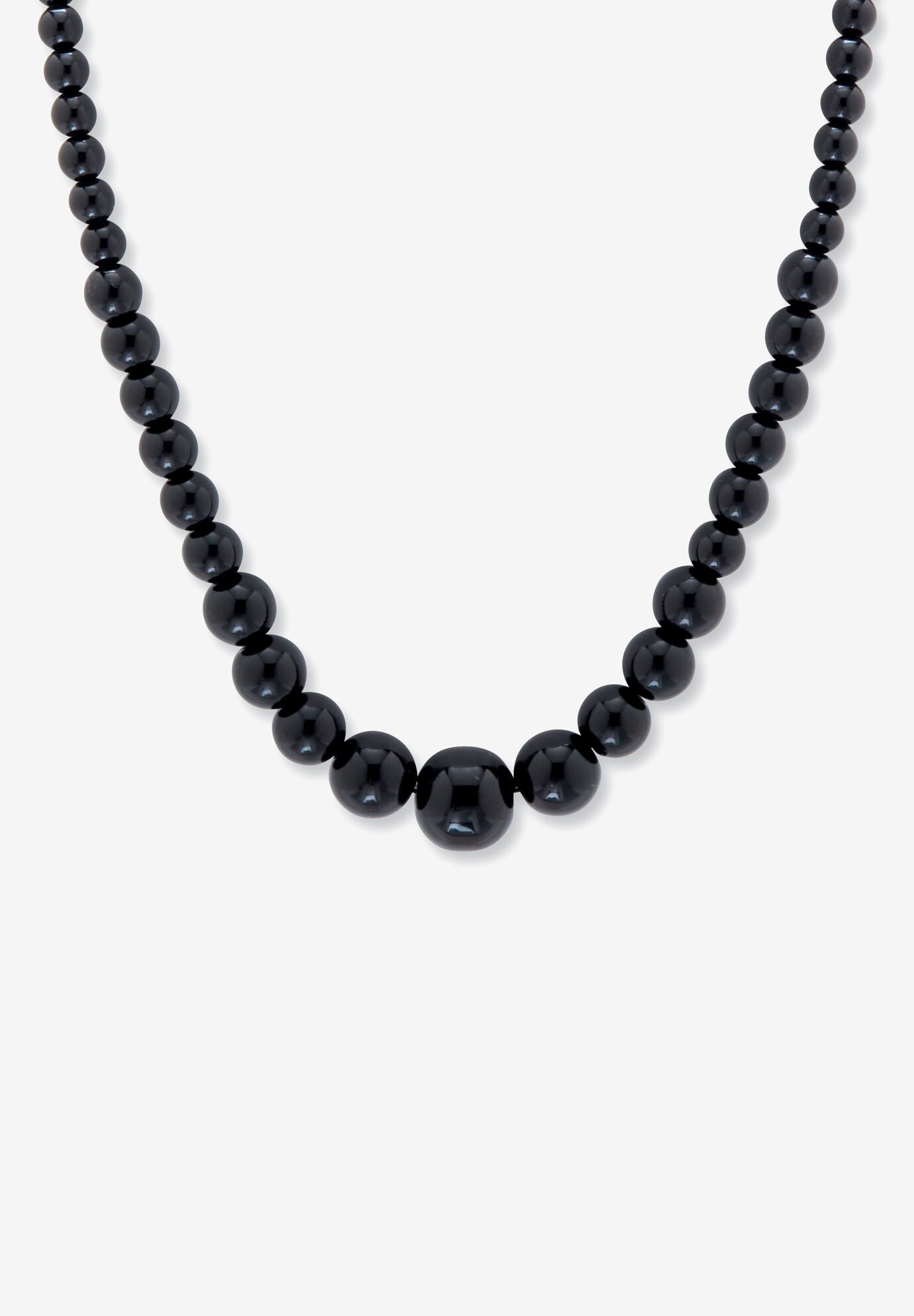 Graduated Round Genuine Black Agate Necklace 18 inches Jewelry, AGATE, hi-res image number 0