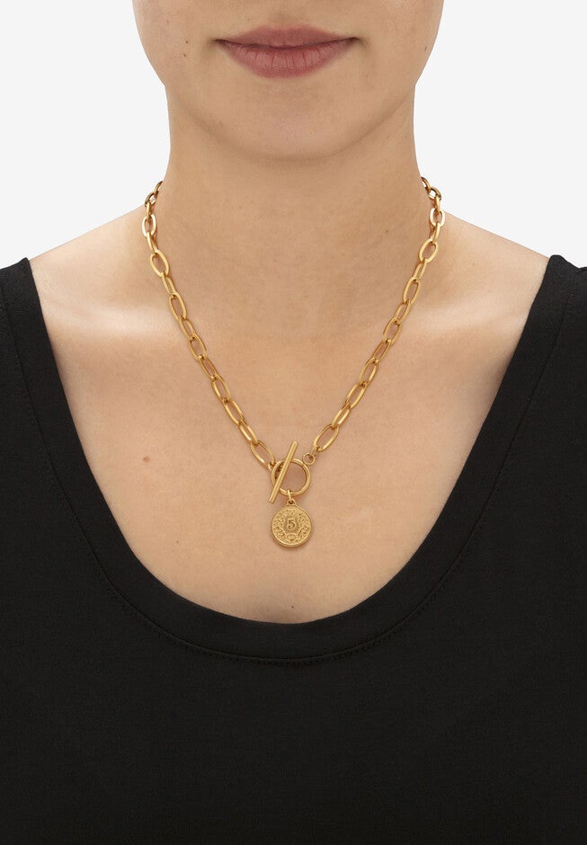 2 Piece Cable Link Coin Necklace Set Gold Ion Plated Stainless Steel, , alternate image number null