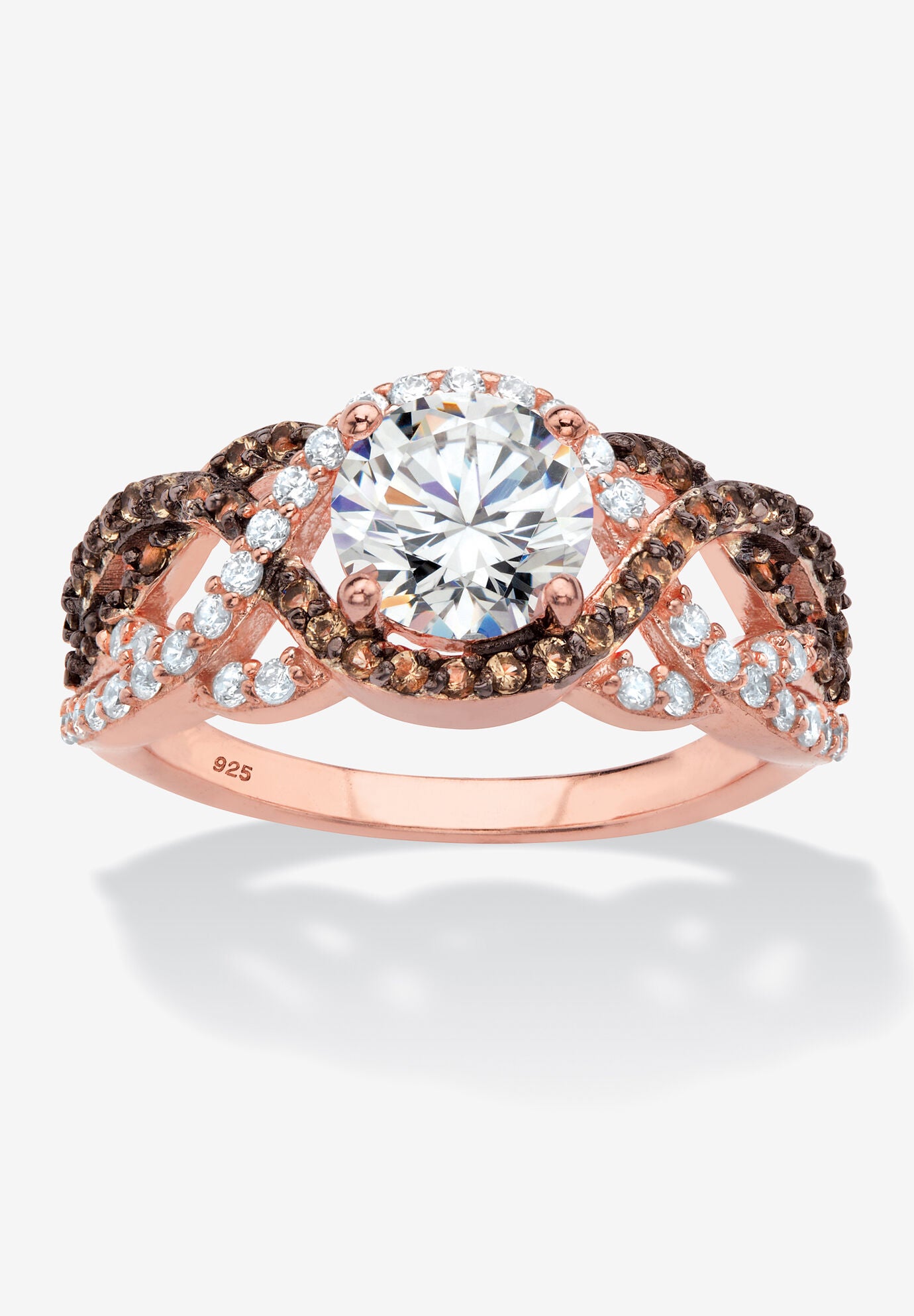 Rose Gold-Plated Silver Ring Cubic Zirconia, ROSE, hi-res image number 0