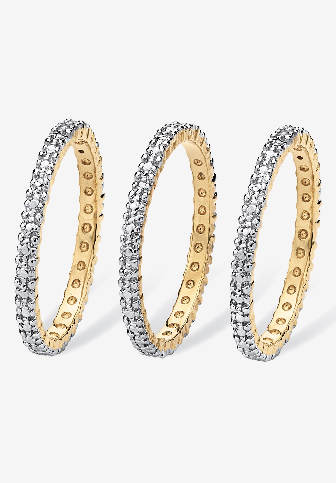 Gold-Plated Diamond Accent Stackable 3 Piece Set Eternity Ring Set, , on-hover image number 1