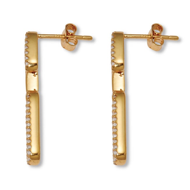 .40 TCW Round Cubic Zirconia Yellow Gold-Plated Link Earrings, WHITE, on-hover image number 1