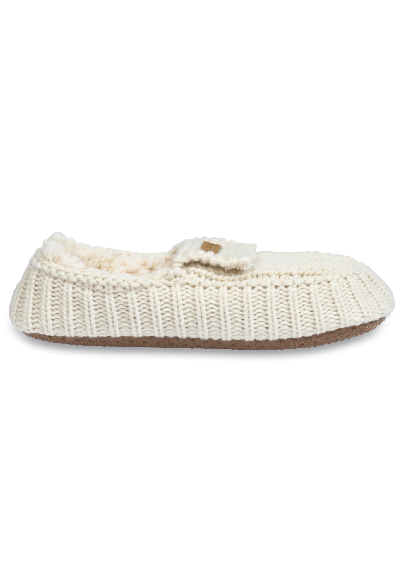 Womens Textured Knit Mocassin Slipper Slippers, , alternate image number 2