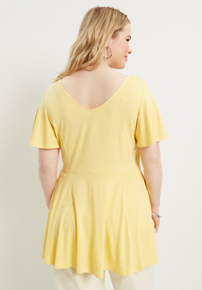 Flutter-Sleeve Peplum Tee, , on-hover image number null