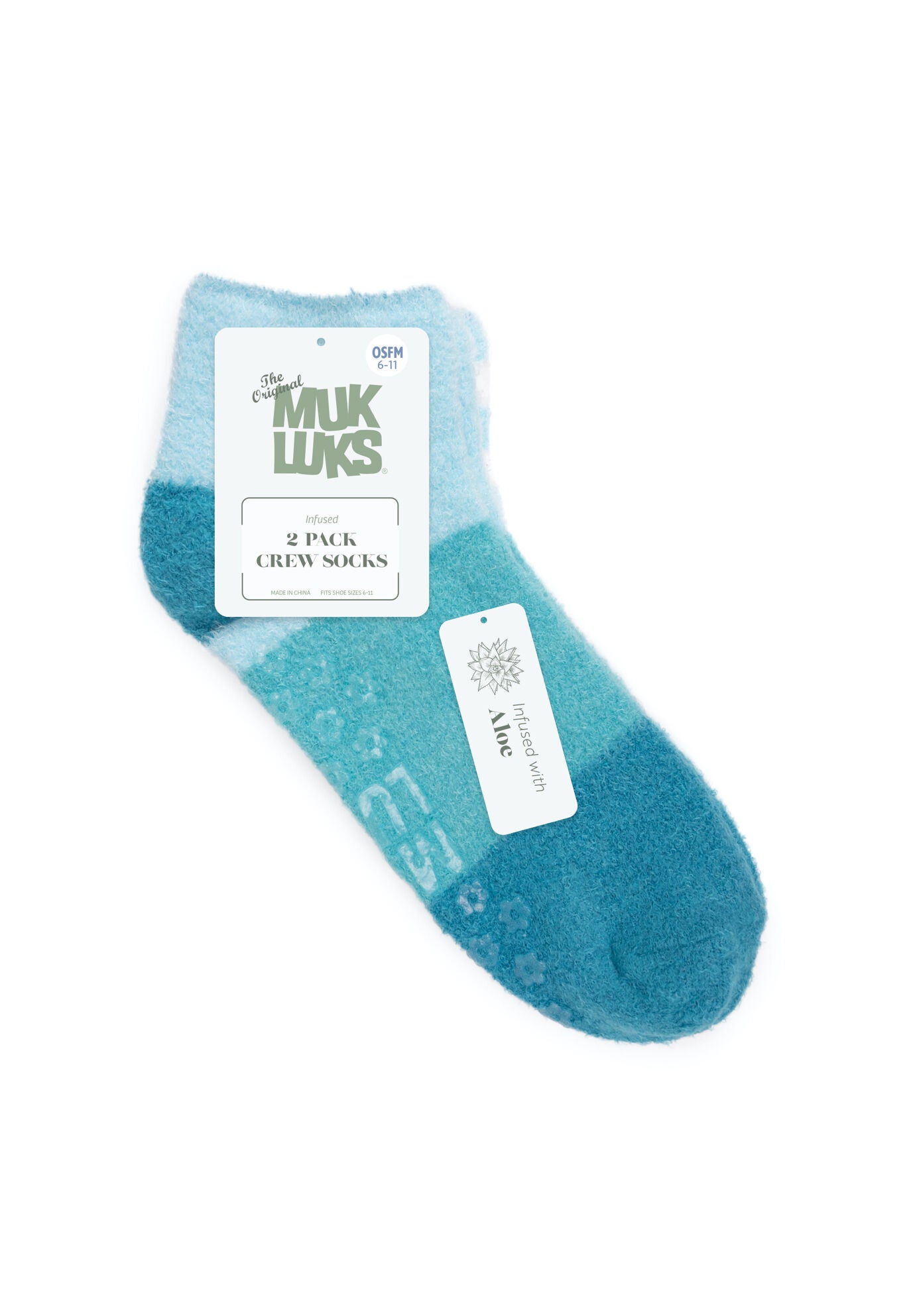 2 Pair Pack Aloe Infused Crew Socks, , alternate image number 4