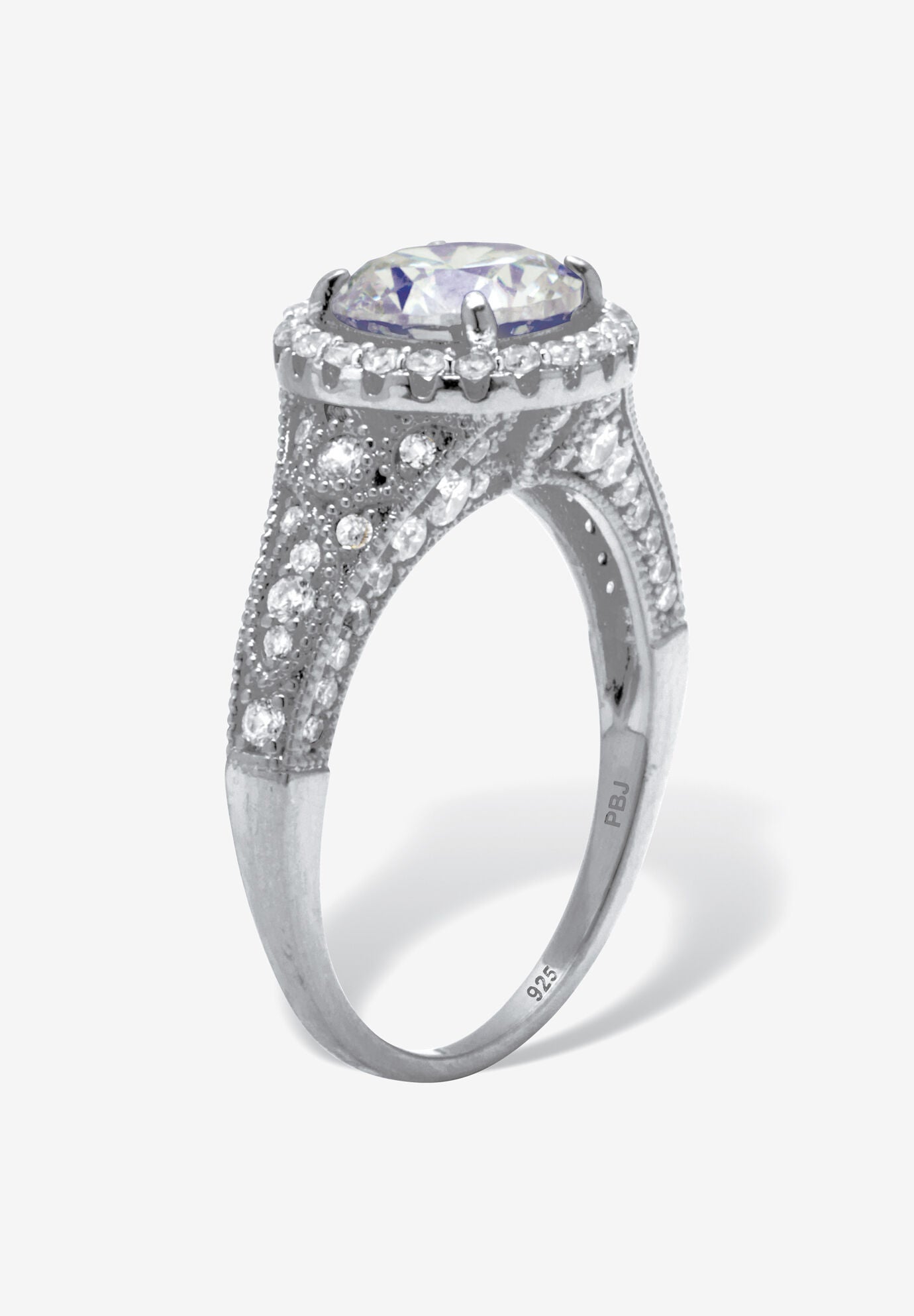 2.86 Tcw Round Cubic Zirconia Engagement Ring, , alternate image number 3