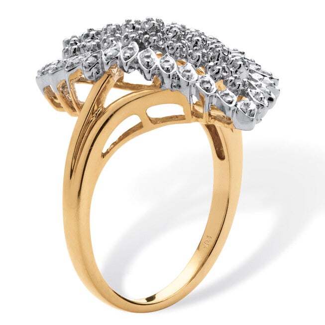 1/7 TCW Round Diamond Pave 18k Gold-plated Sterling Silver Cluster Ring, WHITE, on-hover image number null