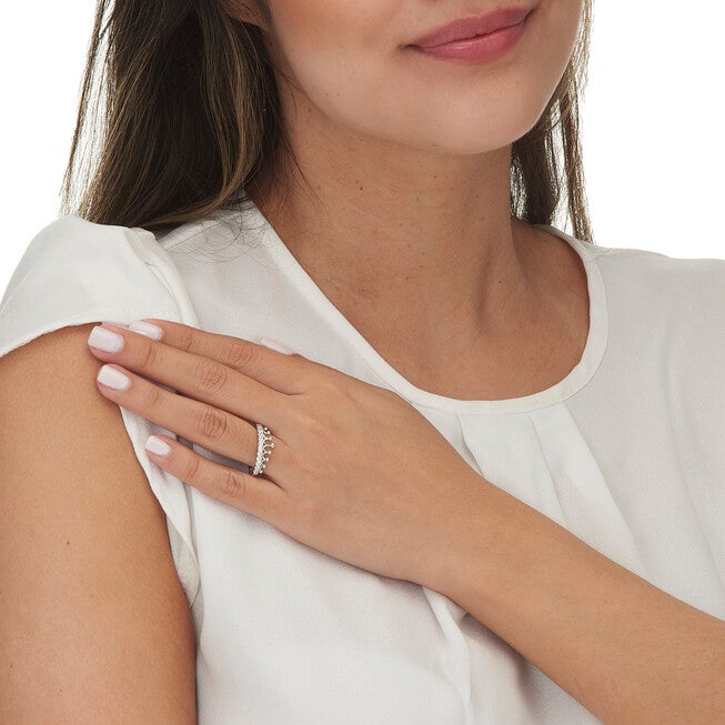 0.46 TCW Round Cubic Zirconia Sterling Silver Crown Ring, WHITE, alternate image number null
