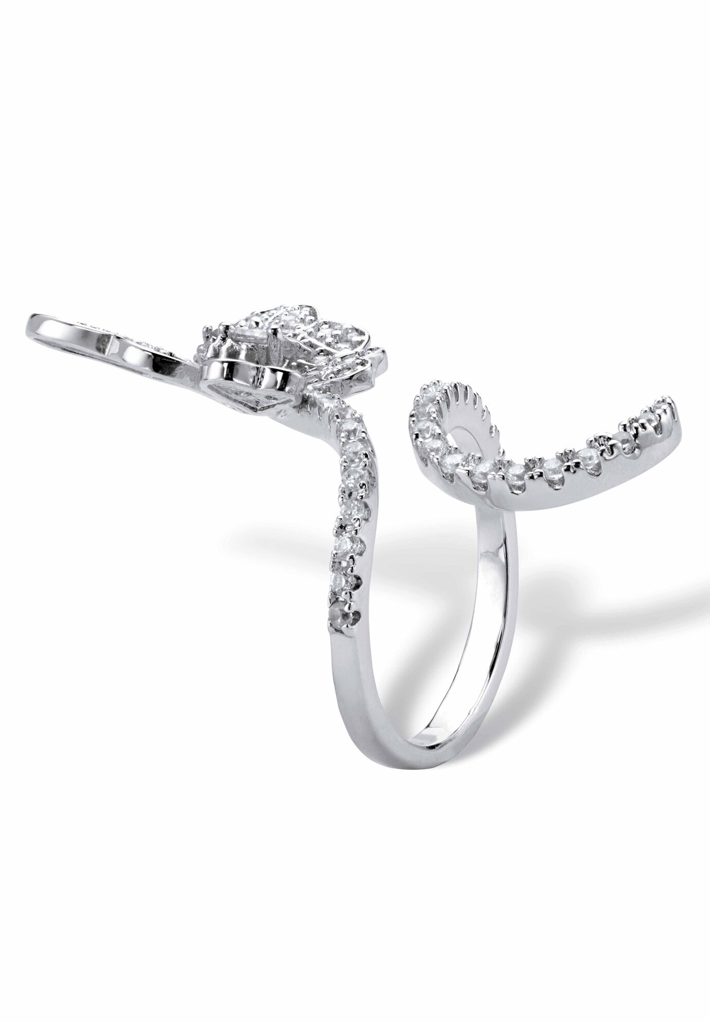 Platinum-Plated Cubic Zirconia Butterfly Ring, , on-hover image number 1