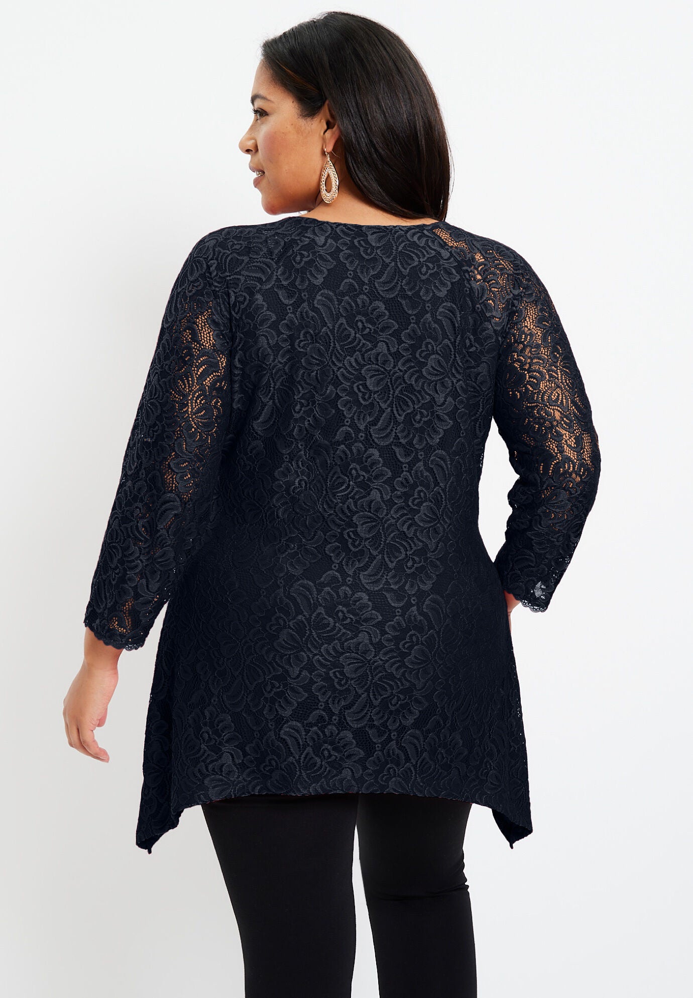 Faux Wrap Lace Top, , on-hover image number 1