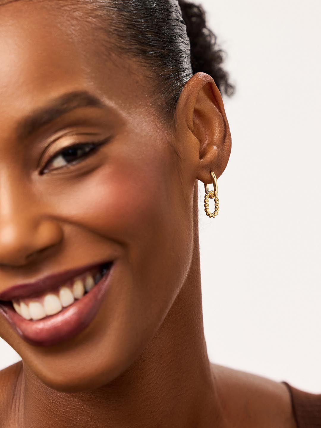 Gold Drop Earrings - Ash Double Mini, GOLD, alternate image number 4