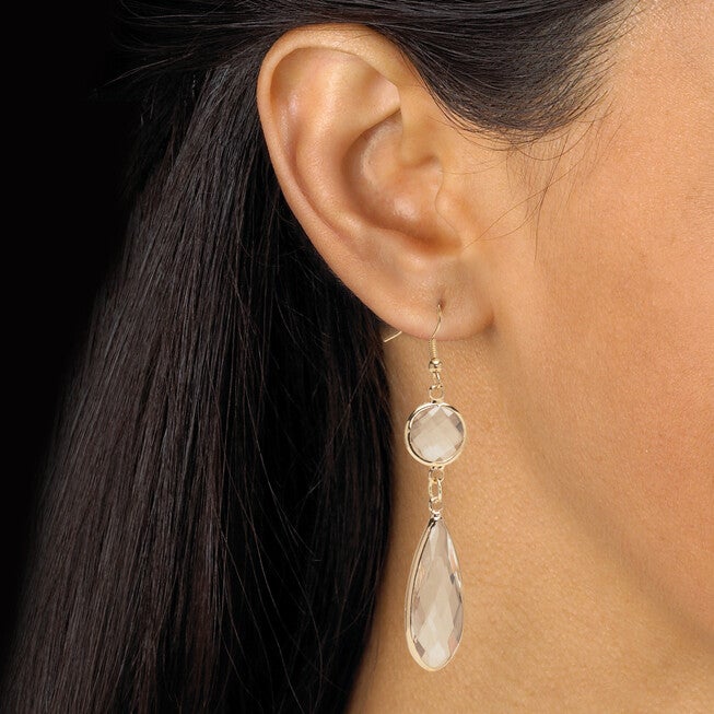Crystal Goldtone Vintage-Inspired Necklace and Earring Set, WHITE, alternate image number null