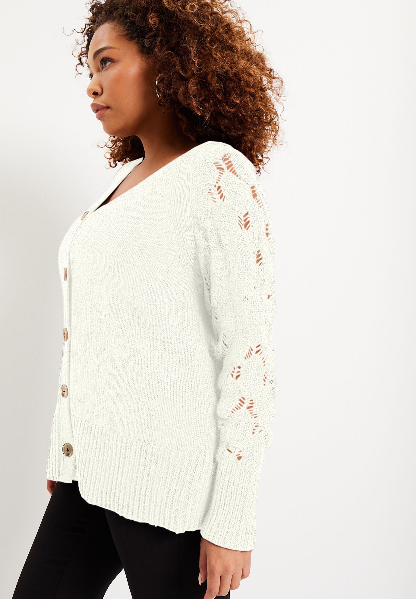 Openwork Cardigan, , alternate image number 2