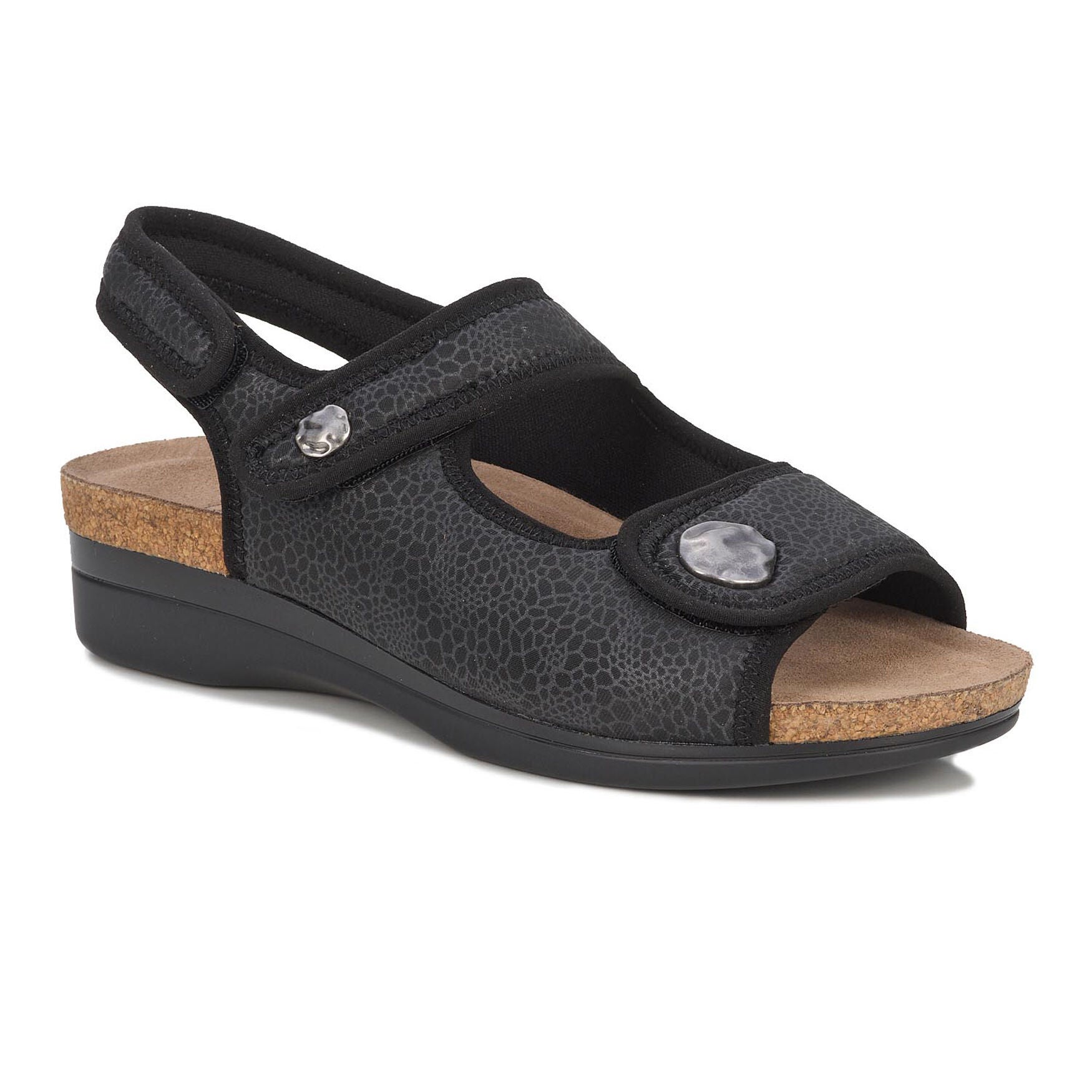 Melanie Double Strap Stretch Sandal, BLACK, hi-res image number 0