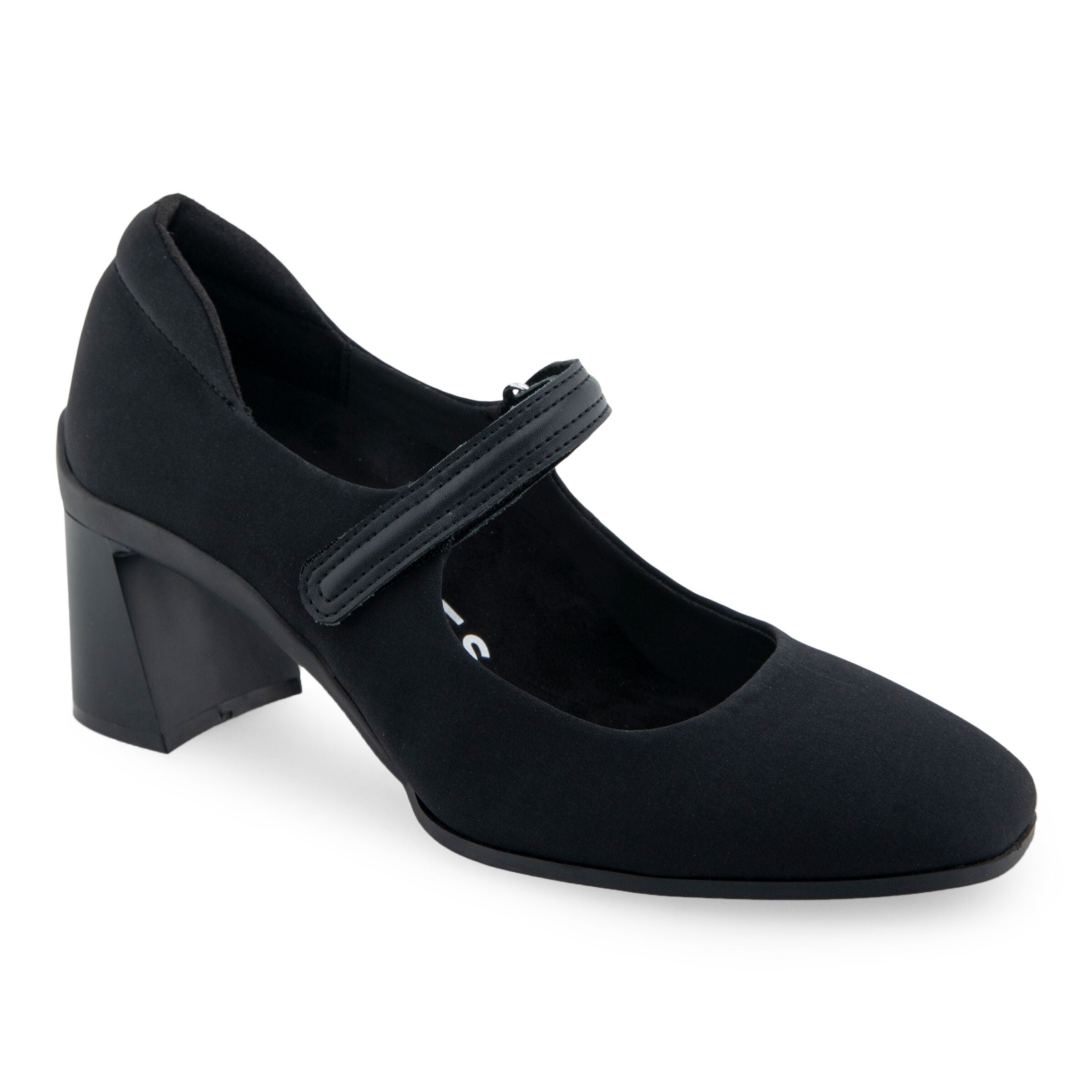 Cassina Velcro Strap Pump, BLACK STRETCH FABRIC, hi-res image number 0