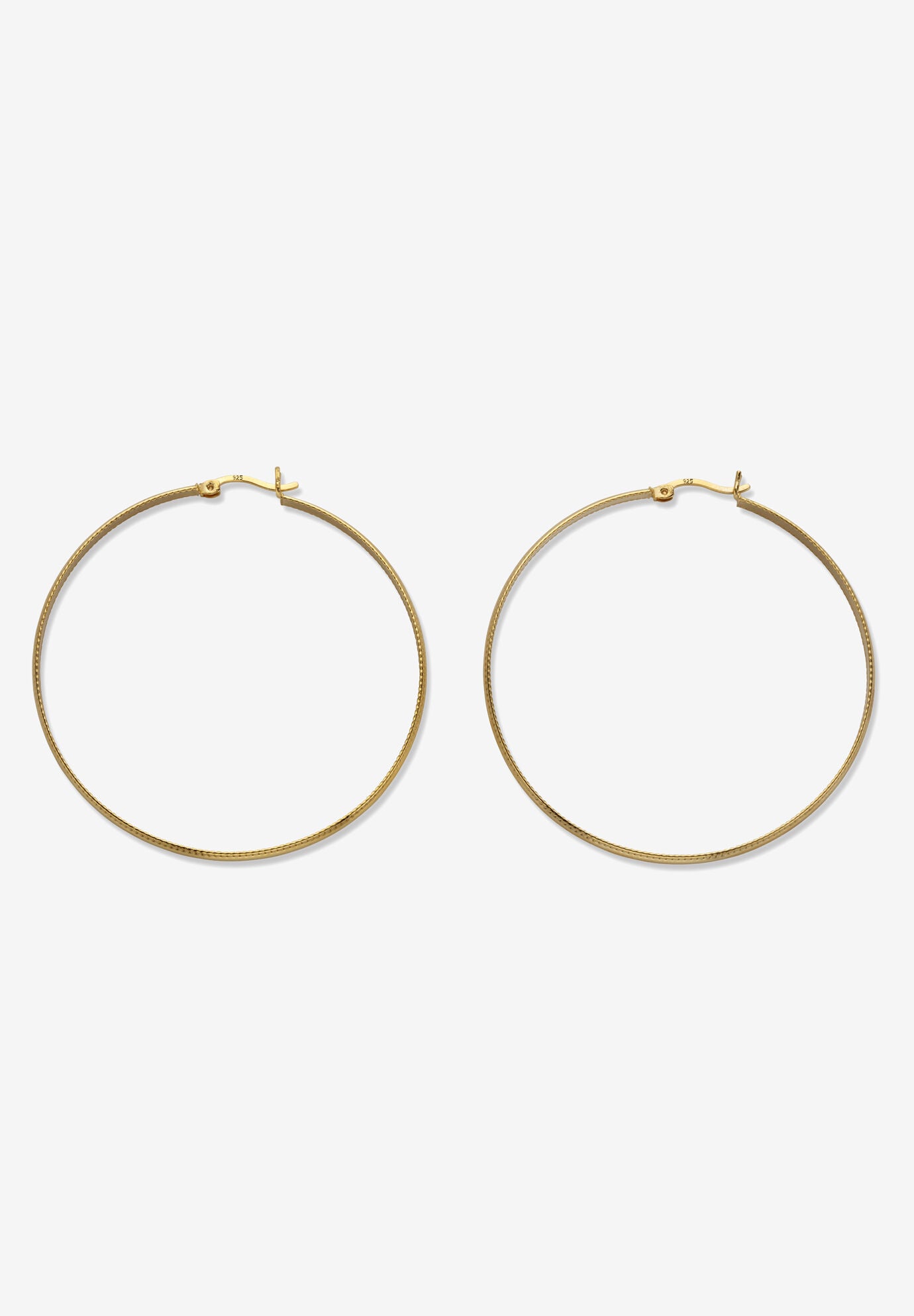 Yellow Gold Plated Sterling Silver Diamond Cut Hoop Earrings (53Mm), , on-hover image number 1