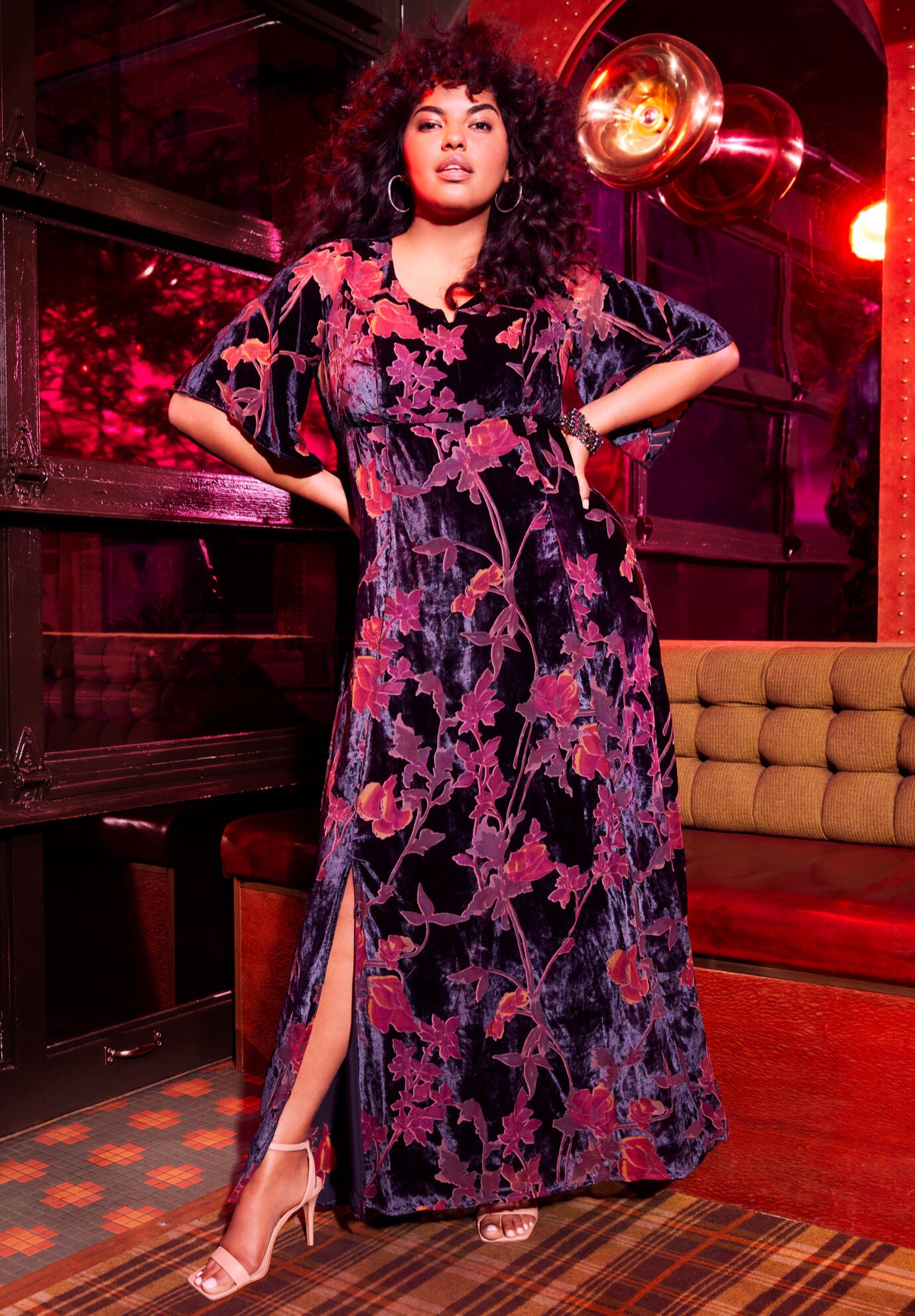 Floral burnout outlet velvet maxi dress