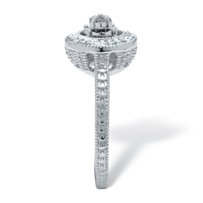 .10 TCW Diamond Sterling Silver Halo Ring, WHITE, alternate image number null