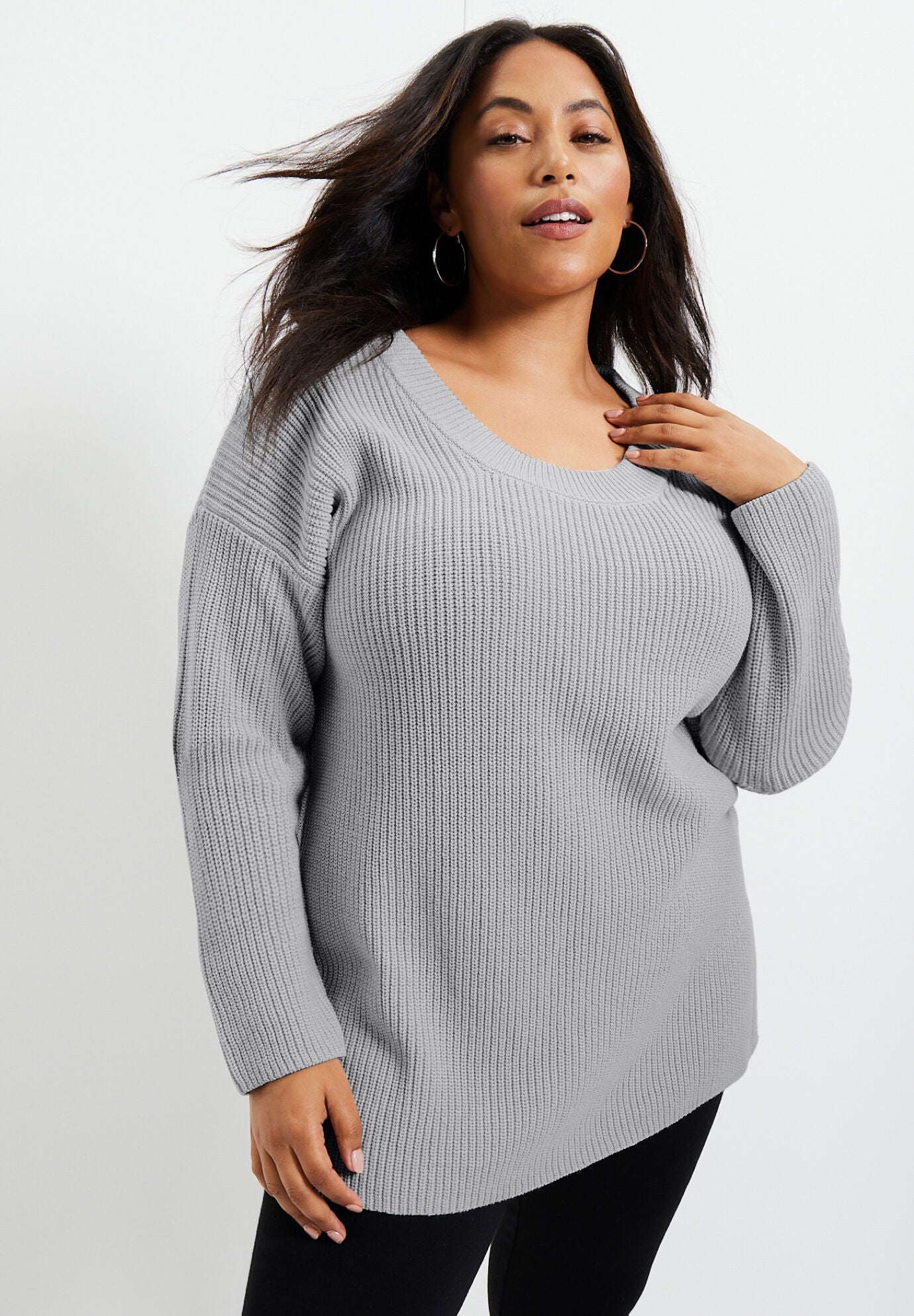 Scoopneck Sweater, GREY, hi-res image number 0