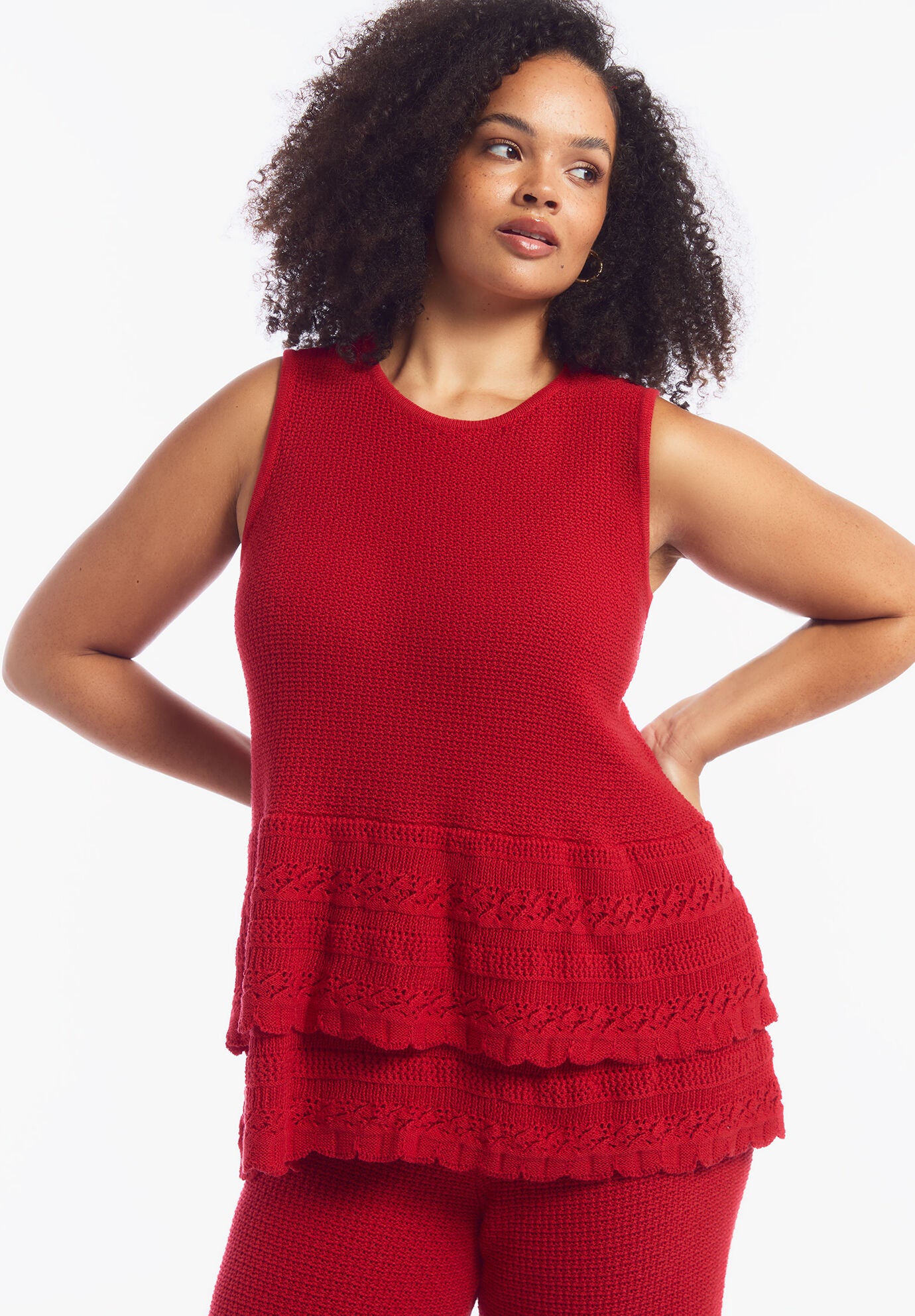 Ruffled-Hem Peplum Tank Top