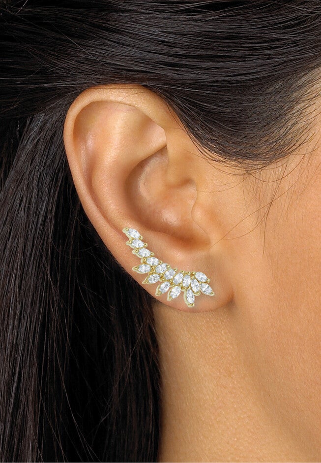 3.20 Tcw Marquise Cubic Zirconia 18K Yellow Gold-Plated Ear Pin Earrings, , alternate image number 2