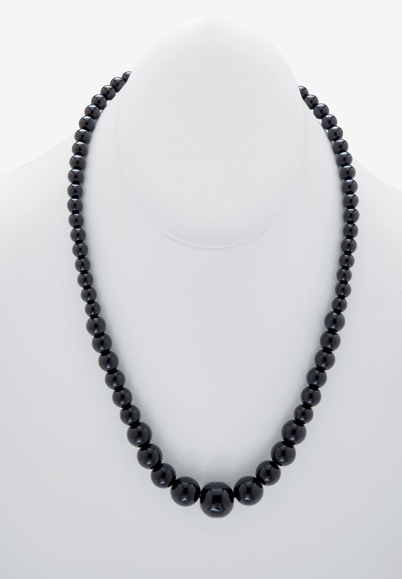 Graduated Round Genuine Black Agate Necklace 18 inches Jewelry, , alternate image number 3