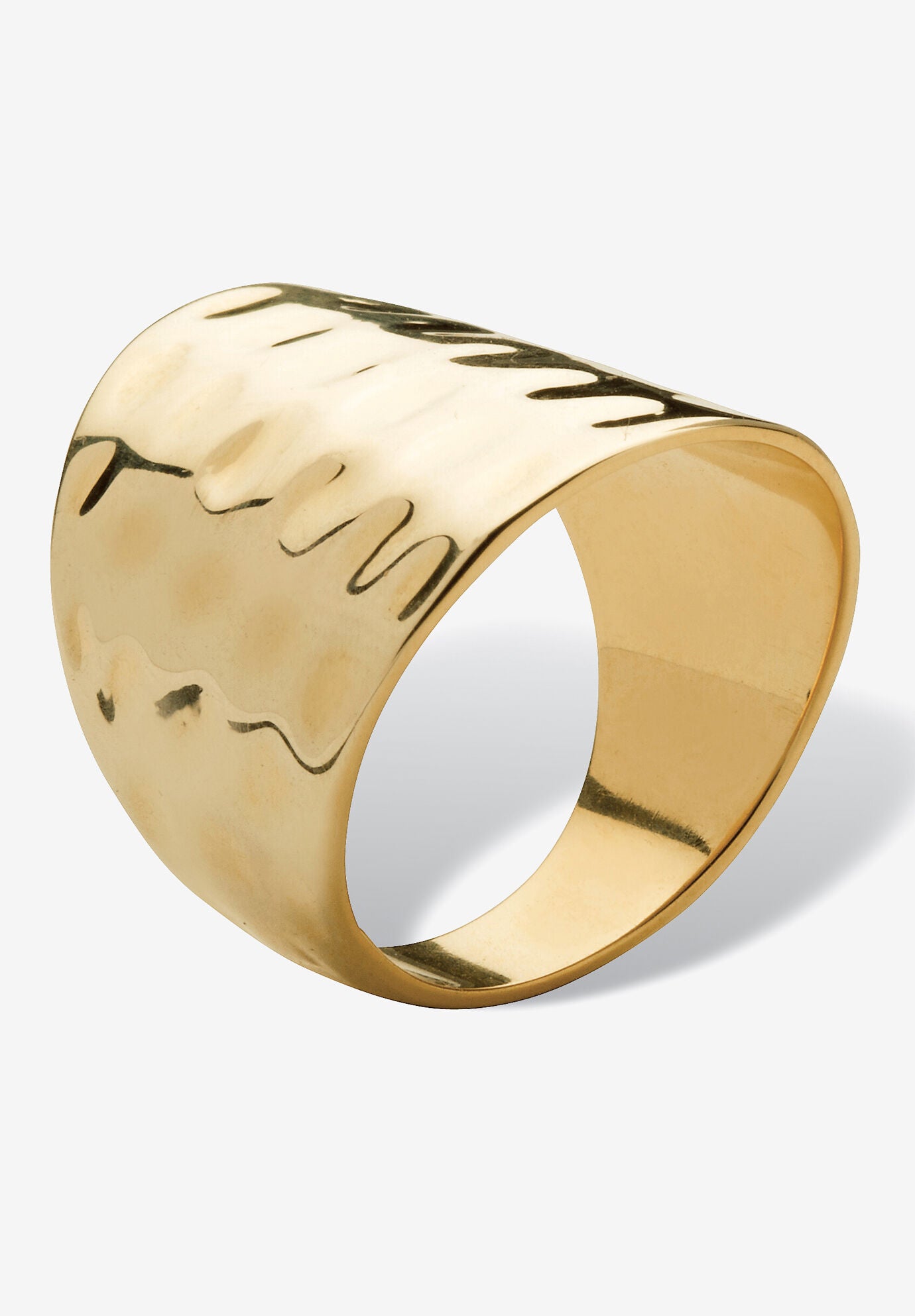 Yellow Gold-Plated Hammered Style Cigar Band Ring (5Mm) Jewelry, , on-hover image number 1