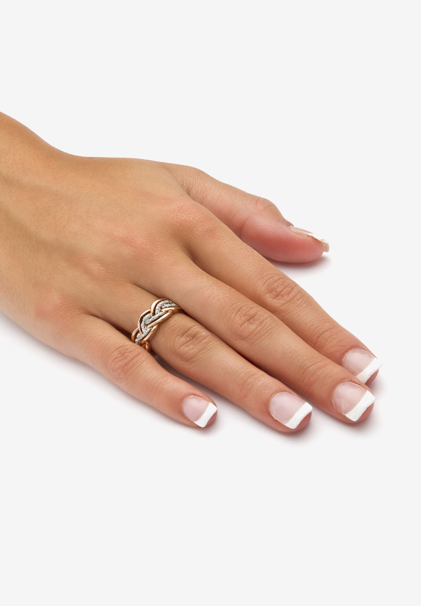 Platinum Over Sterling Silver And Rose Gold Diamond Ring (1/10 Cttw), , alternate image number 2