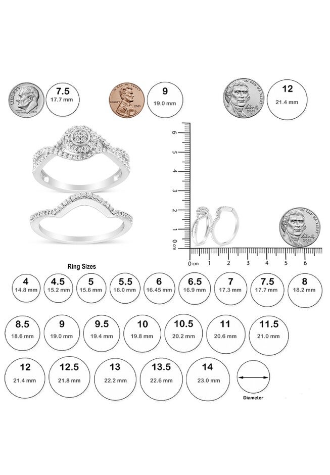 Silver 1/6 Cttw Diamond Composite Halo And Split Shank Bridal Set, , alternate image number null