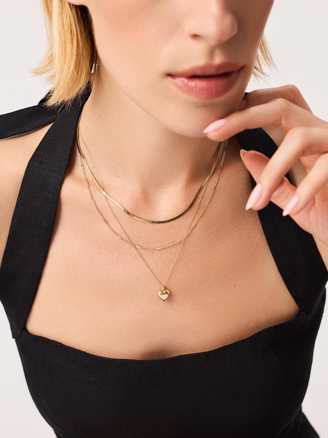 Gold Heart Necklace - Lev Small, GOLD, alternate image number 1