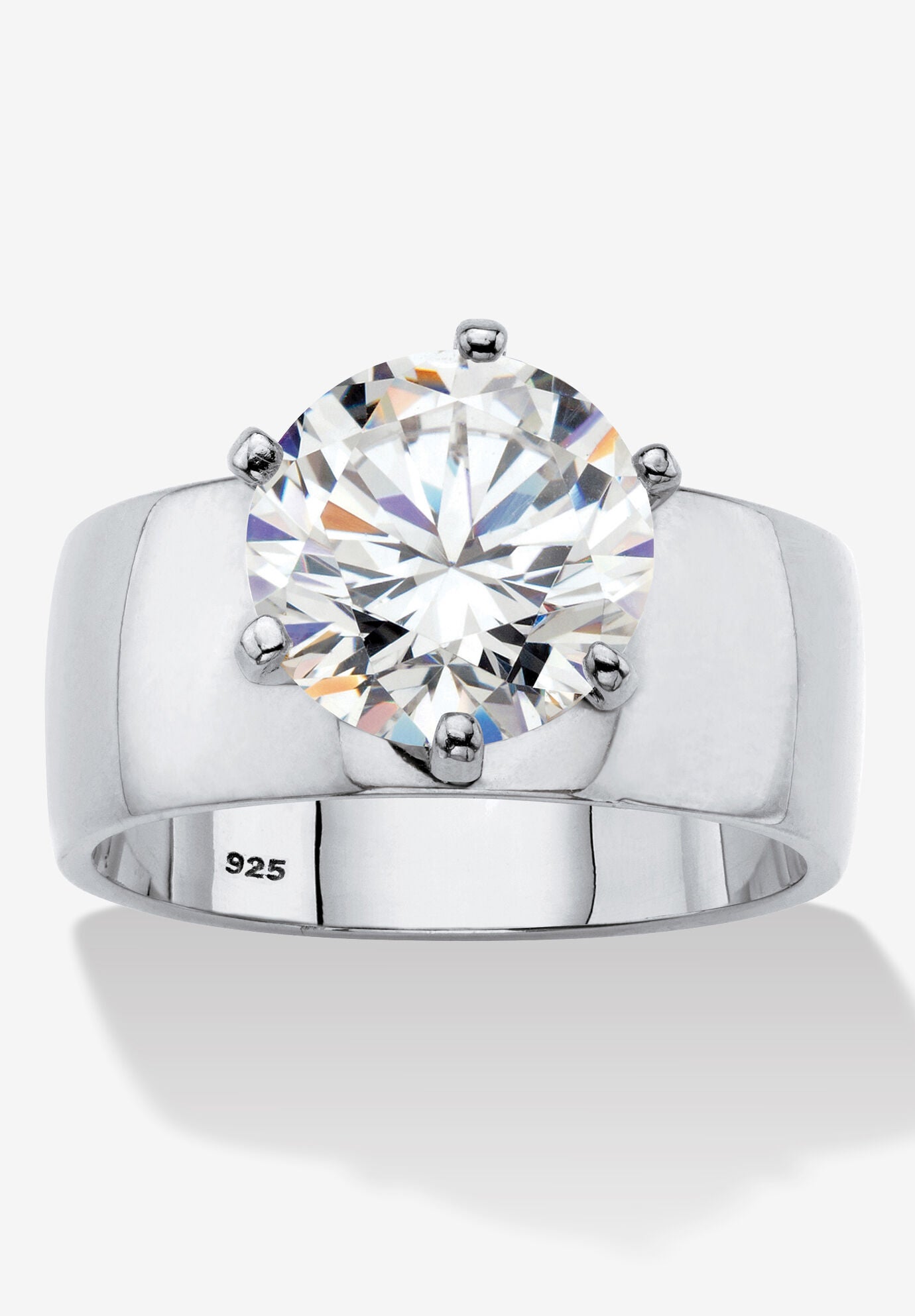 4 Tcw Round Cubic Zirconia Solitaire Ring In .925 Sterling Silver, SILVER, hi-res image number 0