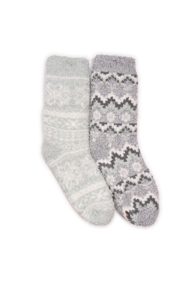 2 Pair Pack Cozy Sherpa Lined Cabin Socks, JADEITE, hi-res image number 0