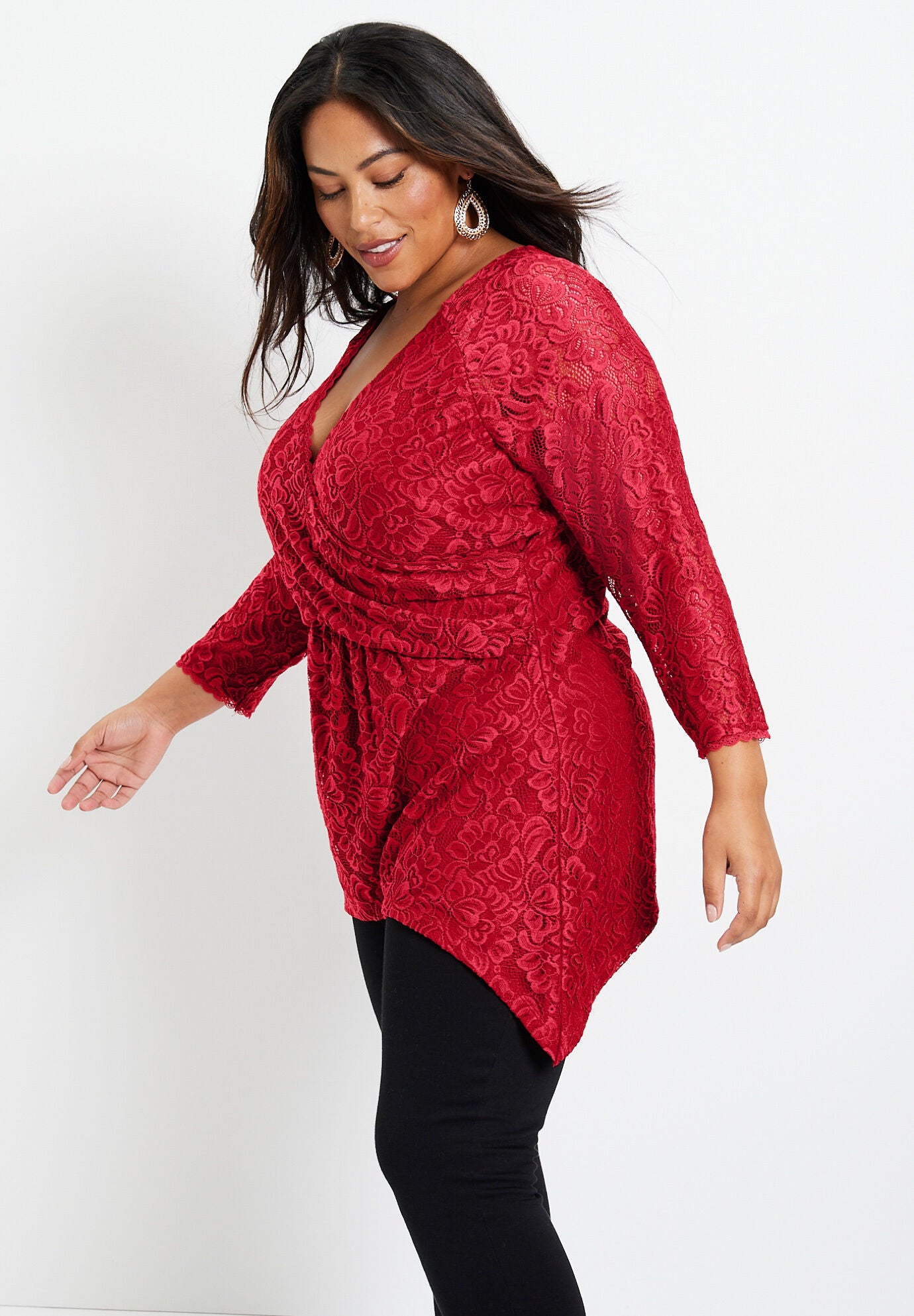 Faux Wrap Lace Top, , alternate image number 2