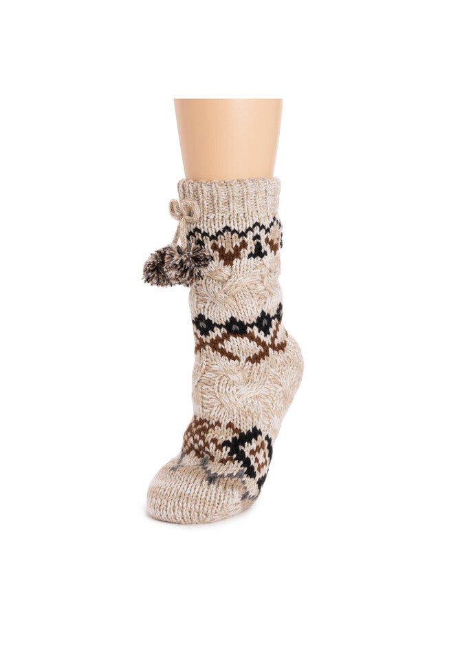Chunky Fairisle/Cable Mix Cabin Socks, , alternate image number null
