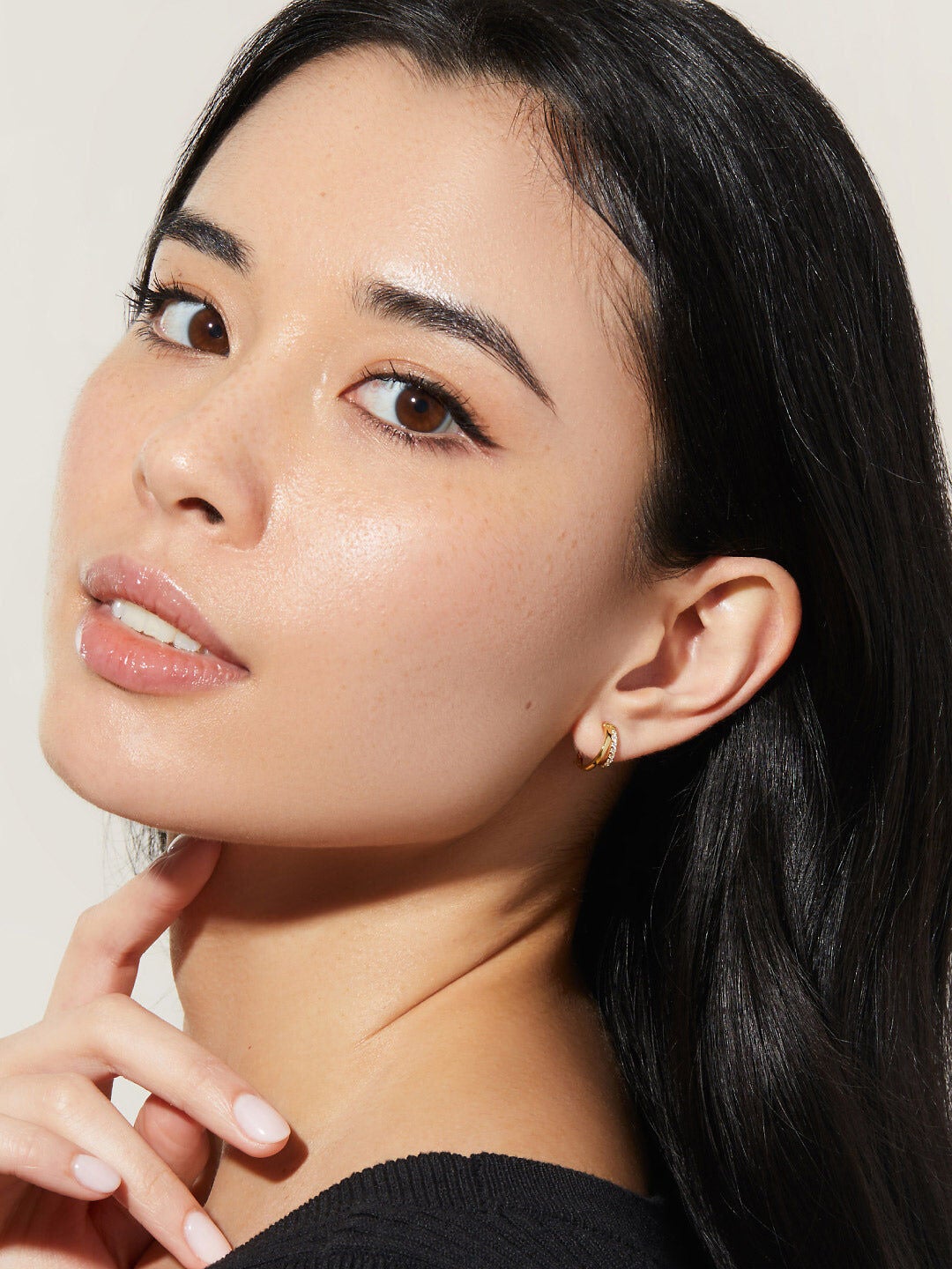 Toda Mini Double Hoop Earrings, GOLD, alternate image number 4