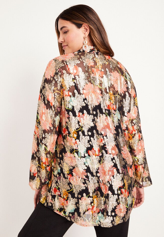 Metallic-Print Top., , on-hover image number null
