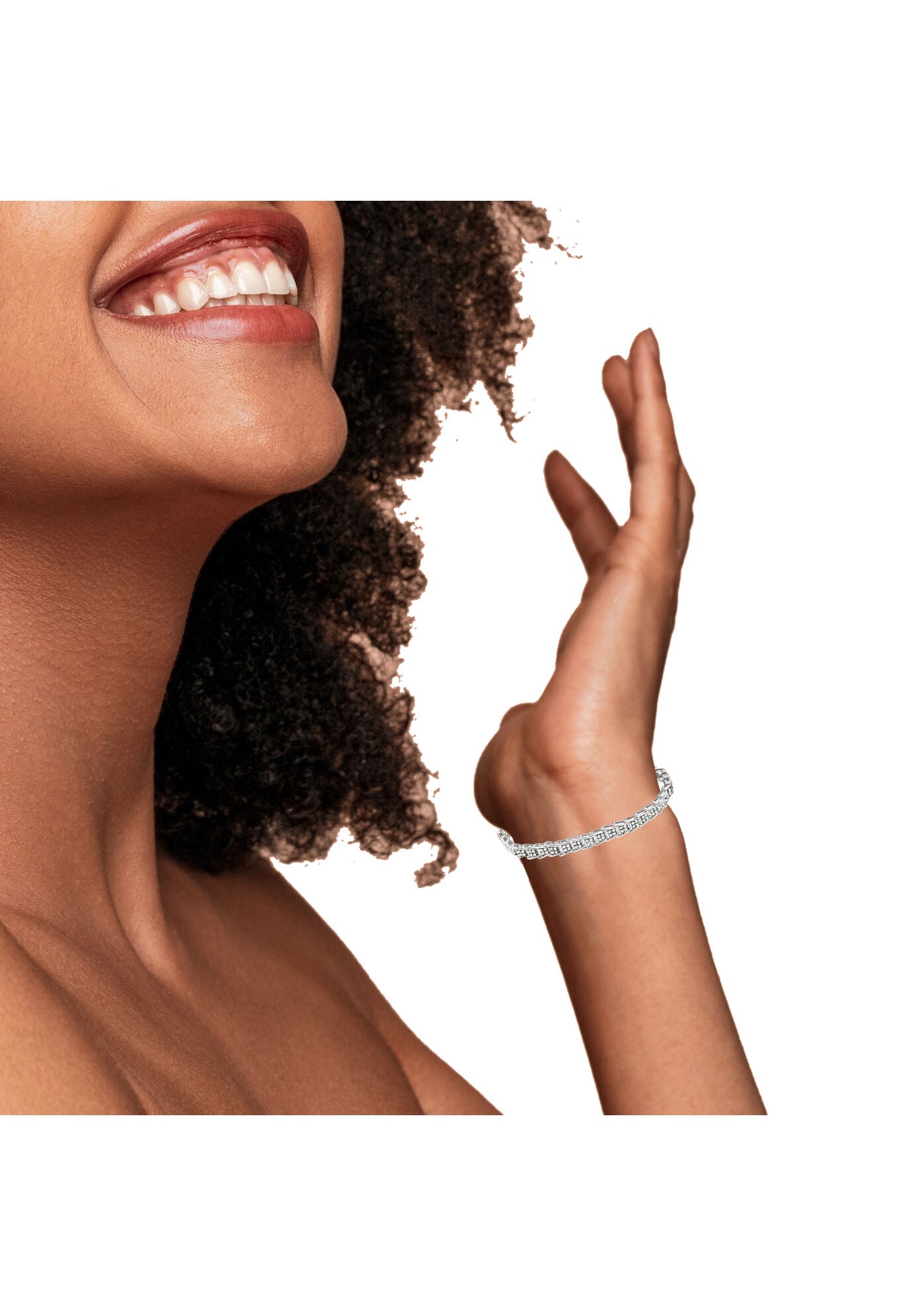 Sterling Silver Diamond Chevron Link Tennis Bracelet, , alternate image number 4