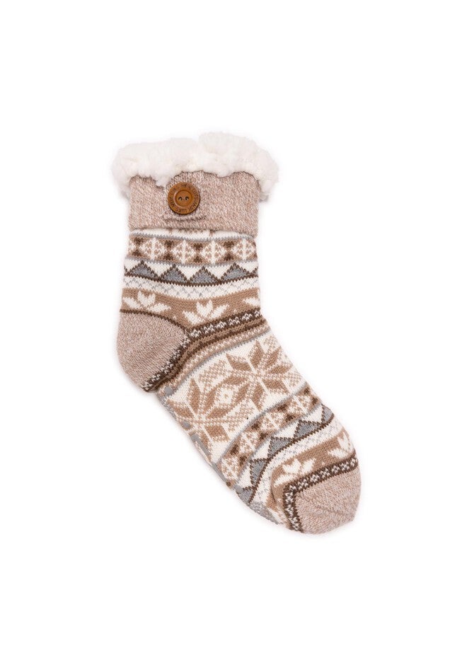 Fold Over Button Tab Cabin Socks, MOCHA MOUSSE COMBO, hi-res image number null