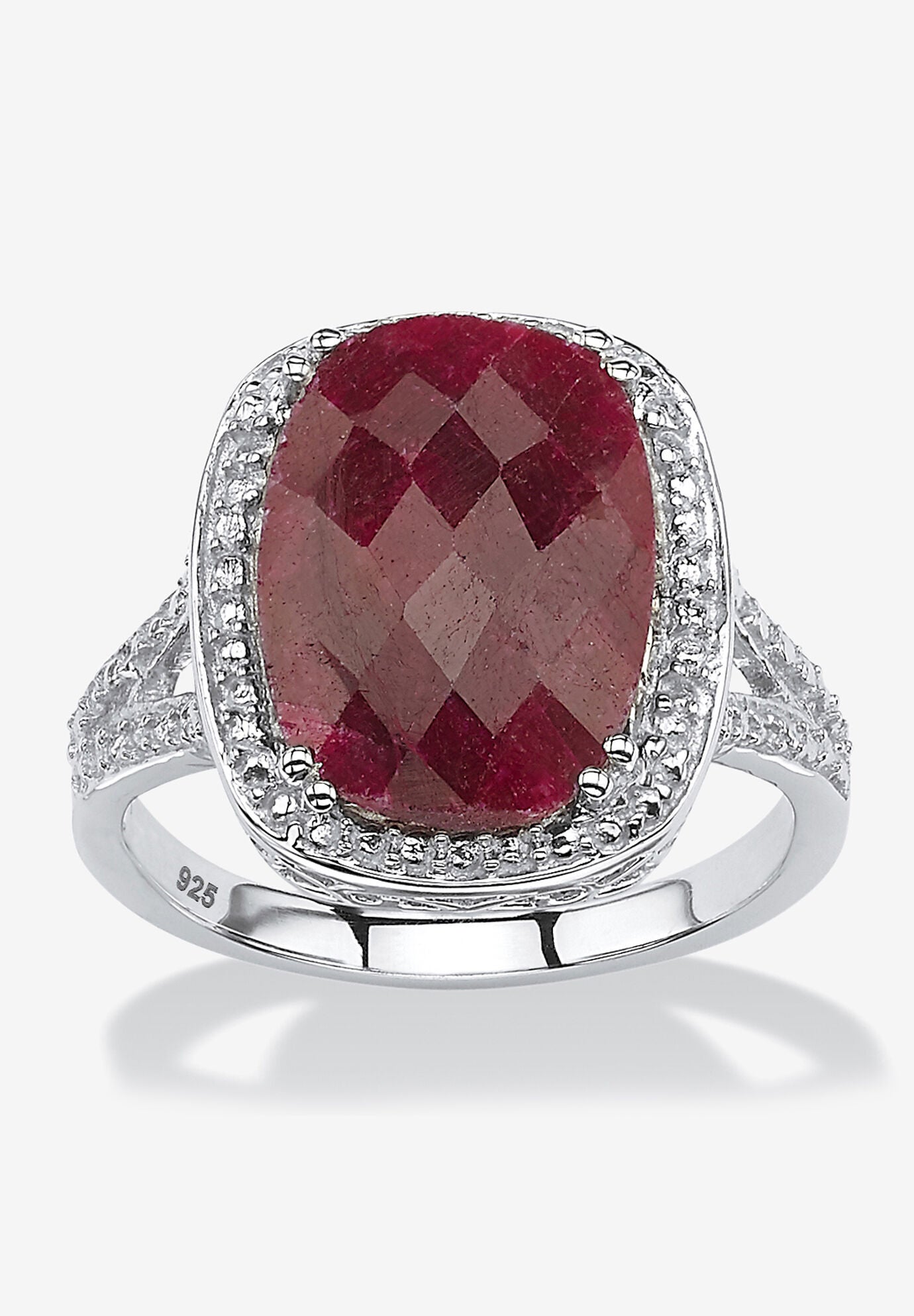 Sterling Silver Genuine Red Ruby Split Shank Filigree Ring, RUBY, hi-res image number 0