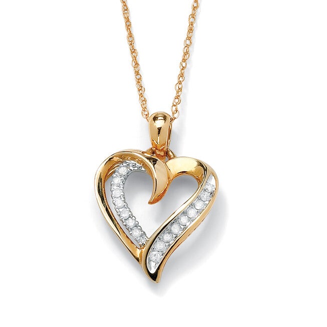 1/10 TCW Round Diamond Heart Pendant Necklace in 10k Gold 18 inches, WHITE, hi-res image number null