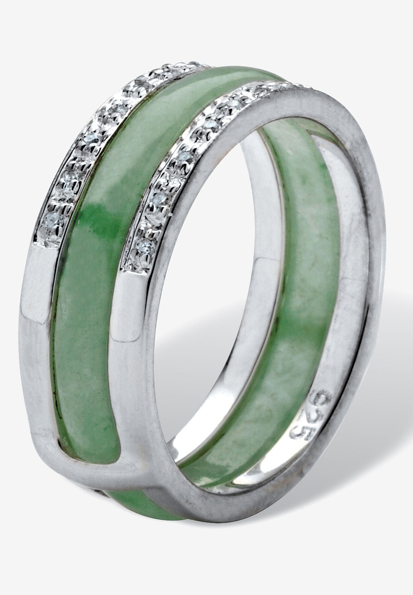 Sterling Silver Multi-Color Jade 8 Piece Interchangeable Ring Set Jewelry, , on-hover image number 1