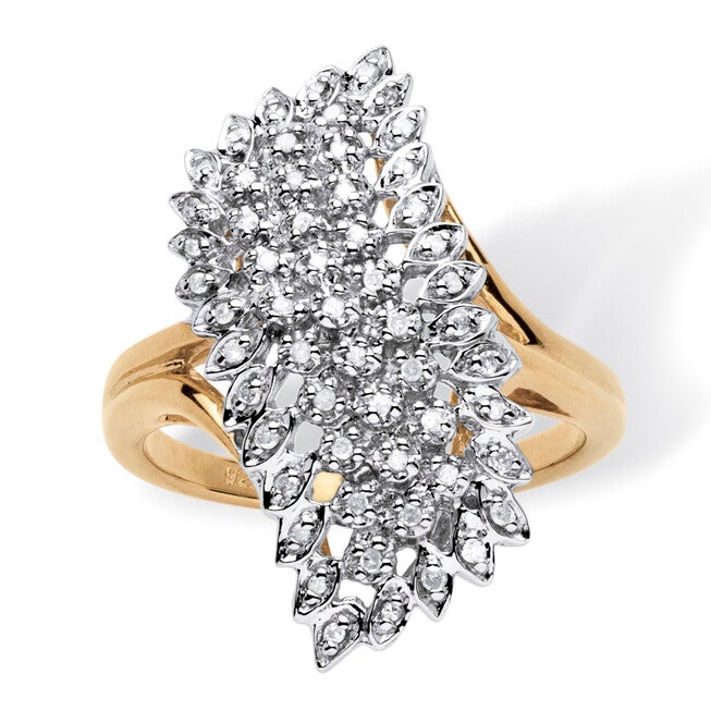 1/7 TCW Round Diamond Pave 18k Gold-plated Sterling Silver Cluster Ring, WHITE, hi-res image number null