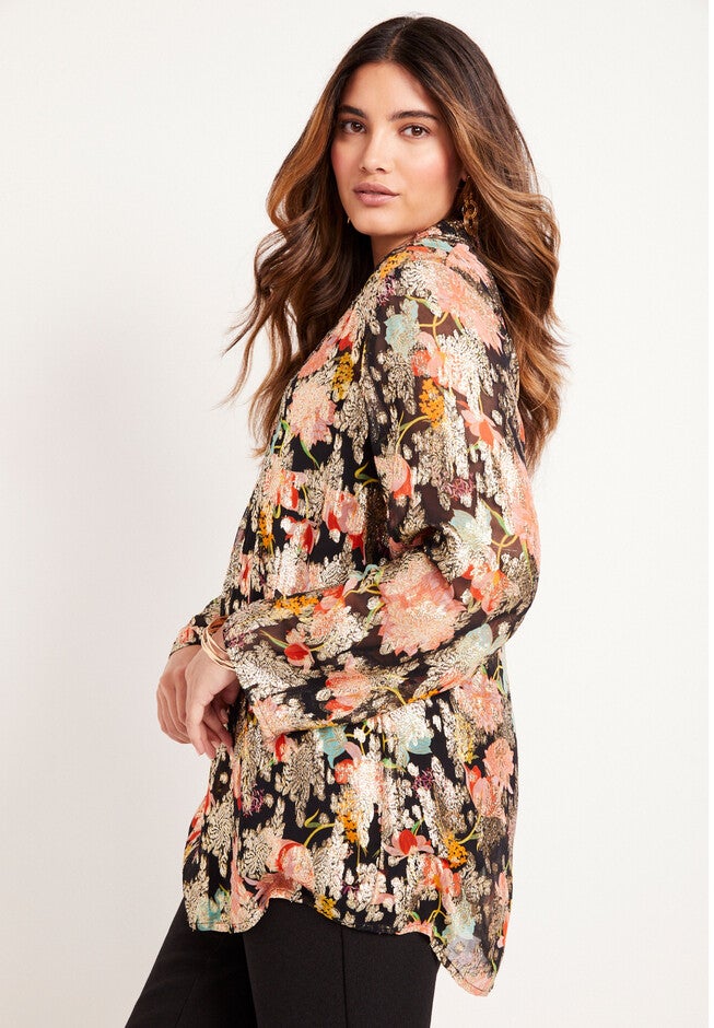 Metallic-Print Top., , alternate image number null