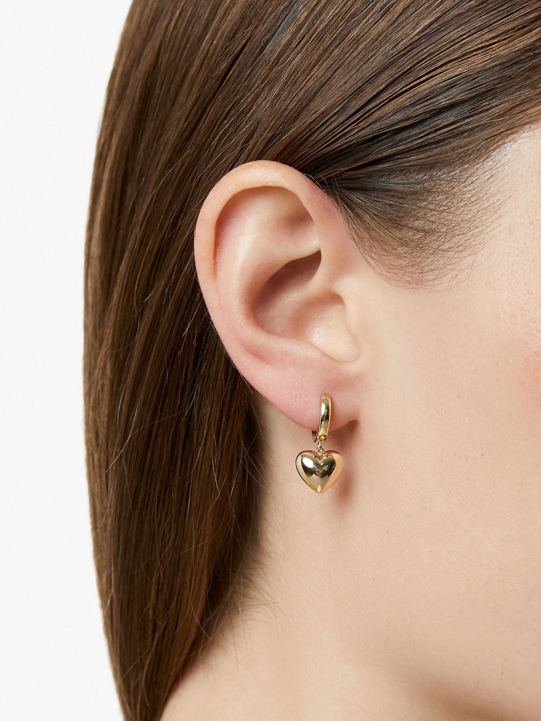 Puffed Heart Hoops - Jessica, GOLD, alternate image number 3