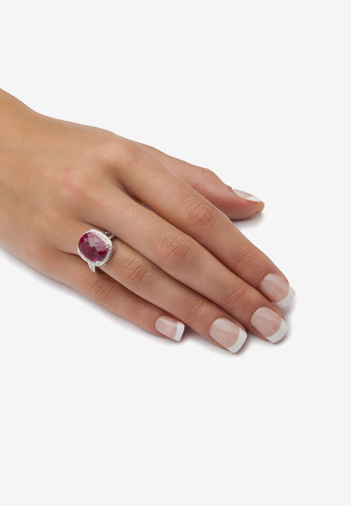 Sterling Silver Genuine Red Ruby Split Shank Filigree Ring, , alternate image number 2