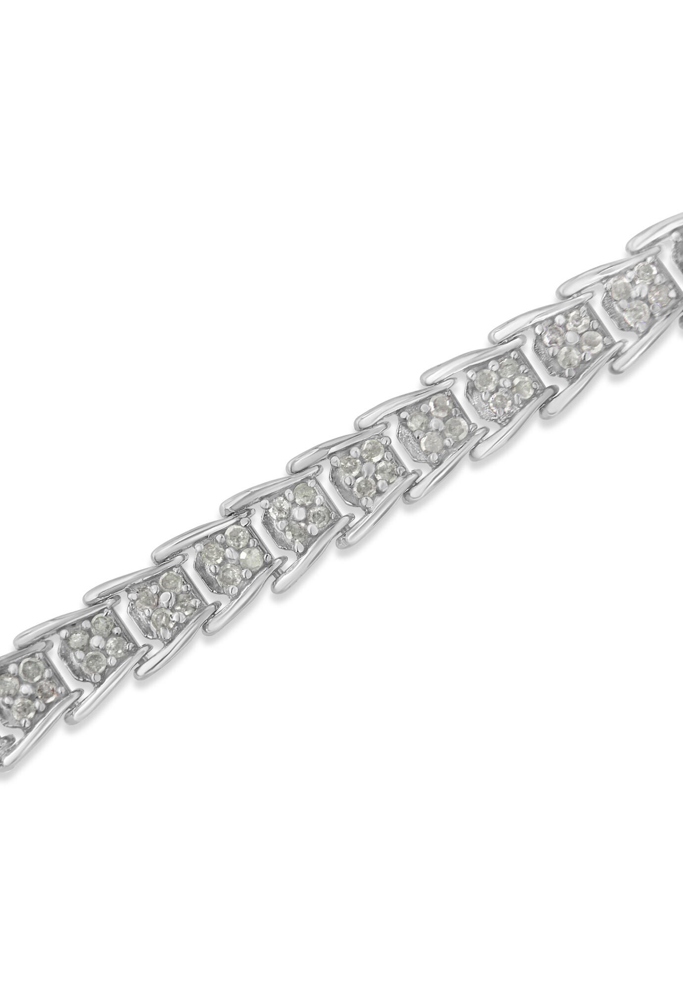 Sterling Silver Diamond Chevron Link Tennis Bracelet, , alternate image number 3