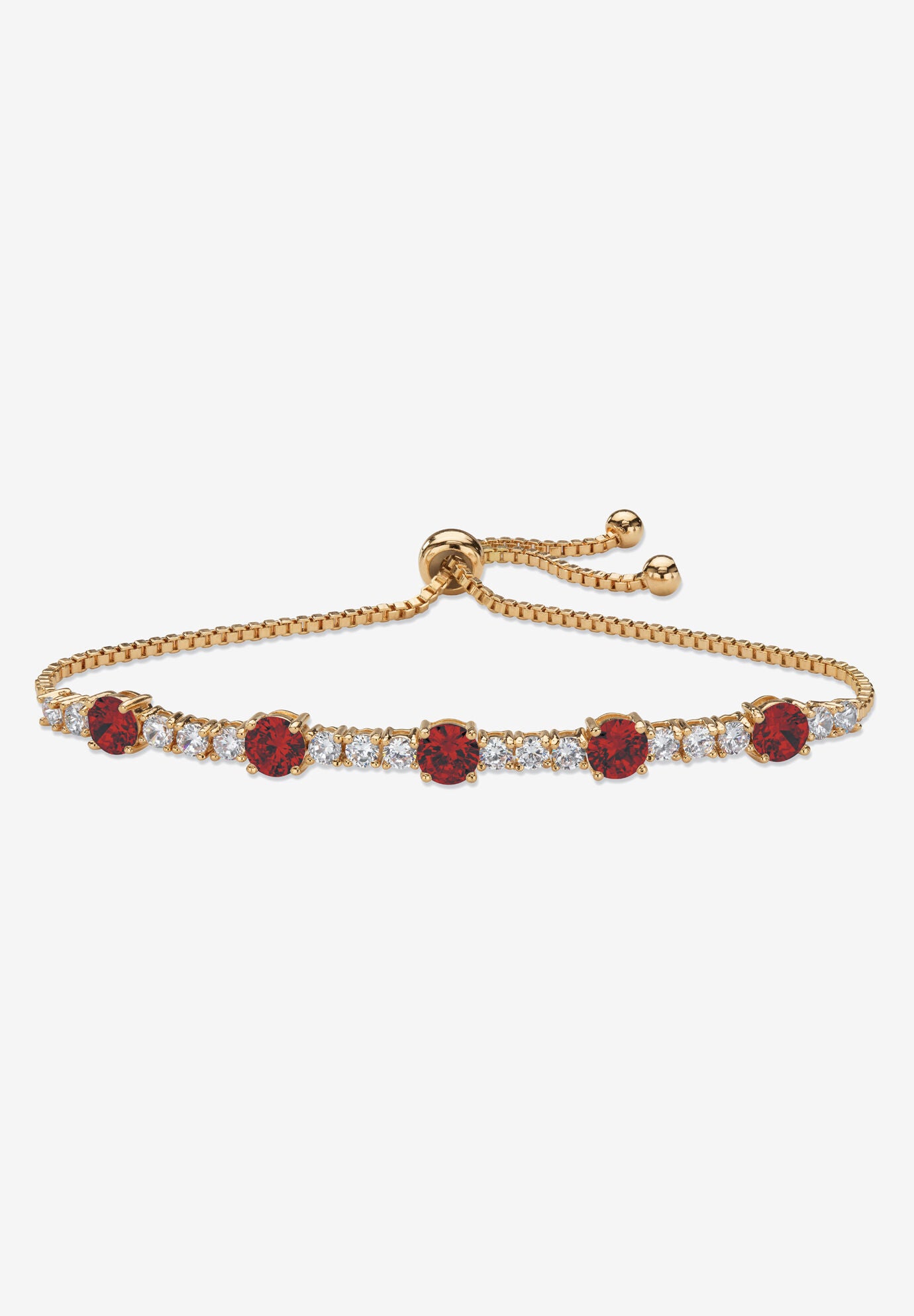 1.60 Cttw. Birthstone And Cz Gold-Plated Bolo Bracelet 10 inches, JANUARY, hi-res image number 0
