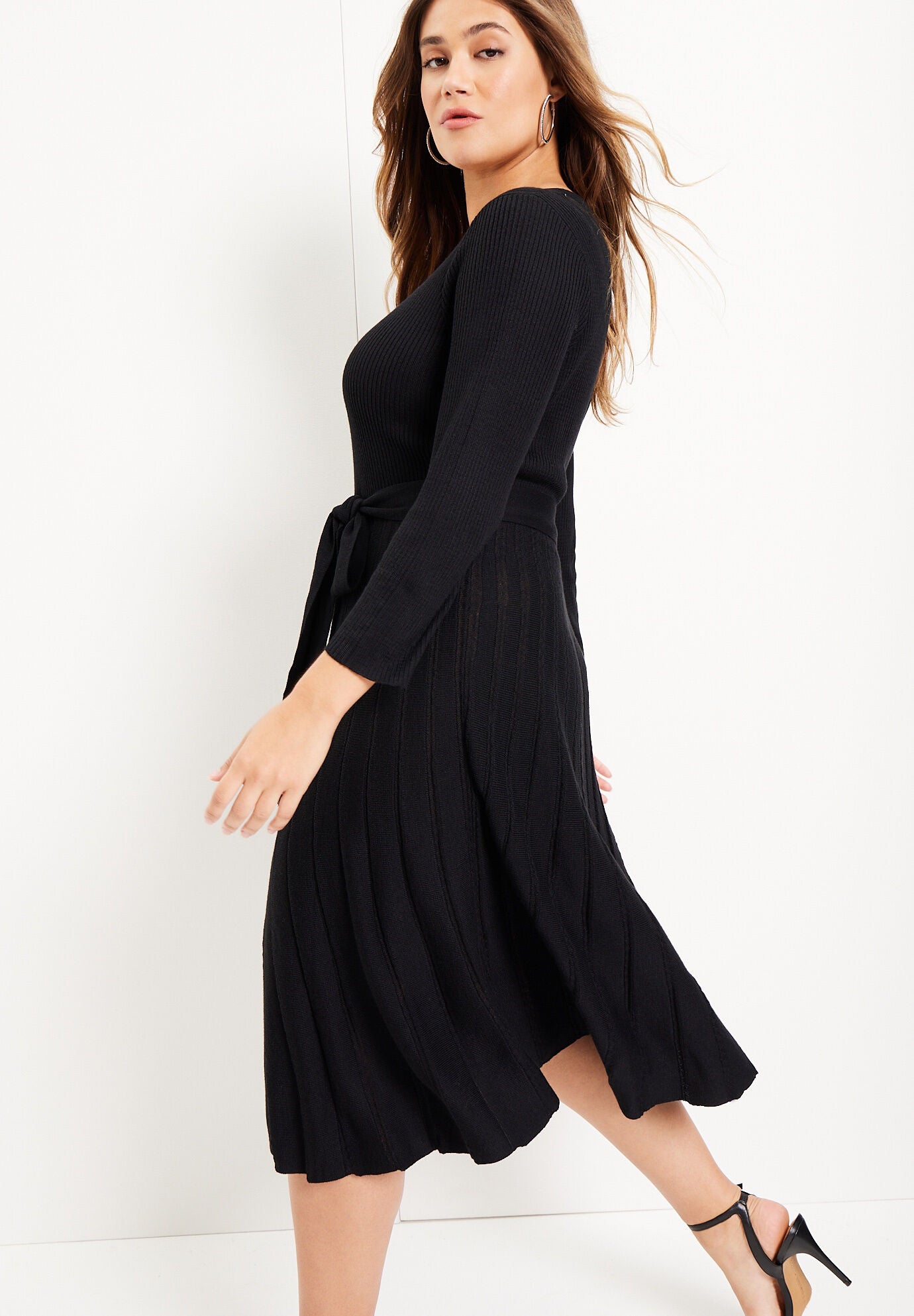 Pleated Sweater Dress, , alternate image number 2